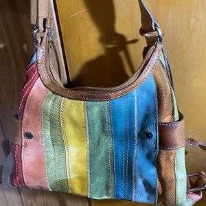 Fossil BOHO Leather Patches Small Shoulder Bag